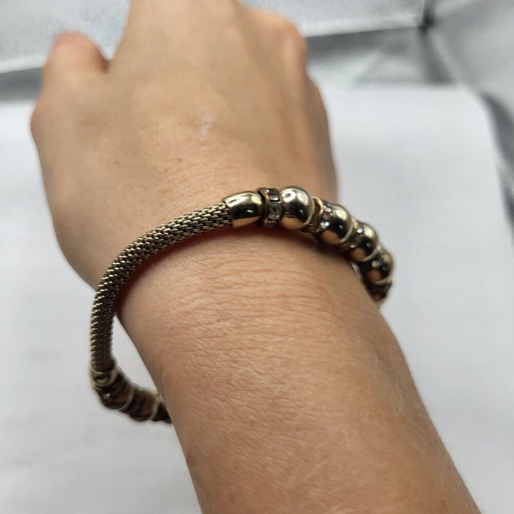 Pave Set Rhinestone Silver Mesh Bracelet